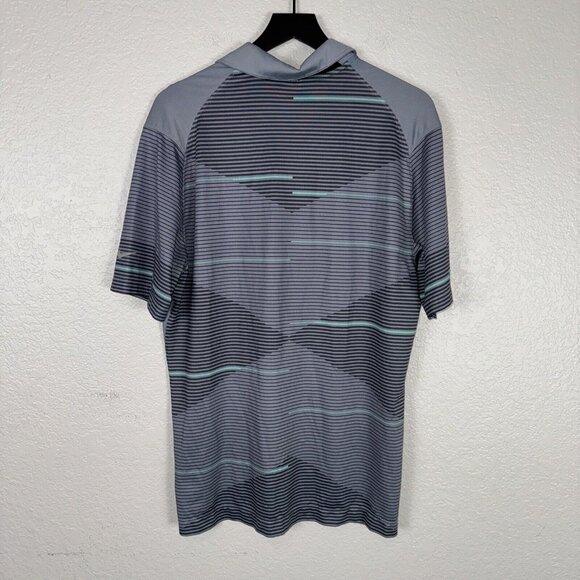 Nike Golf Polo‎ Mens Medium Tour Performance Dri Fit Blue Striped Outdoor Casual - Picture 2 of 12